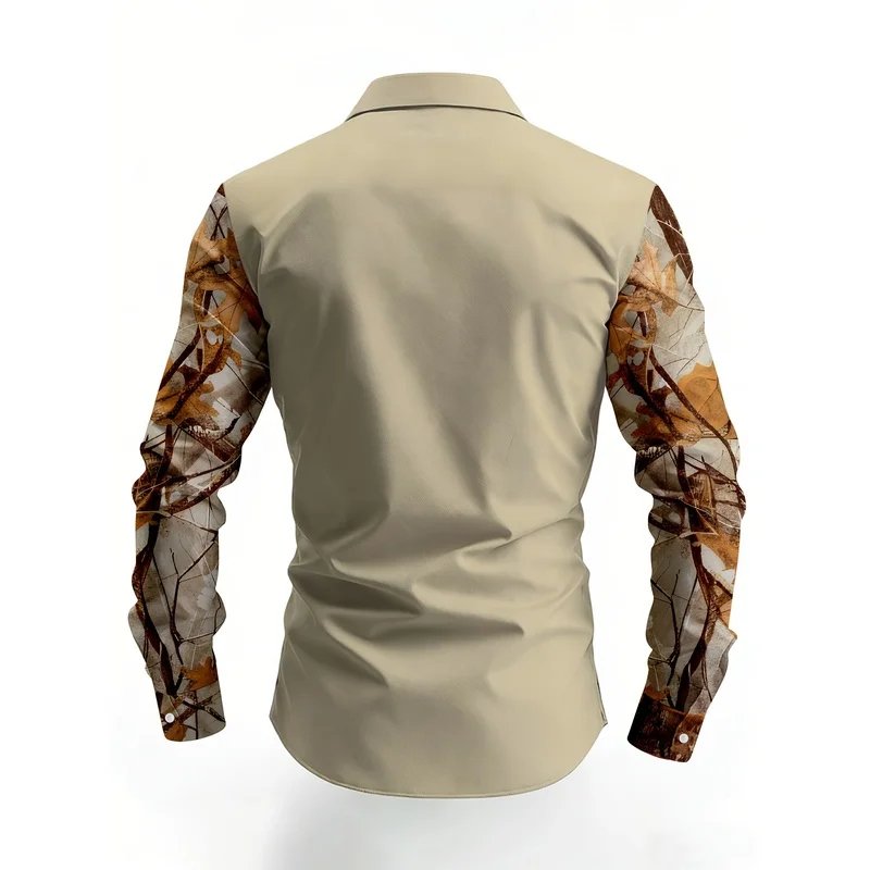 Men's Outdoor Hunting Style Shirt Deer Head Print Long Sleeve Camping Hiking Casual Commute Skin Friendly Top