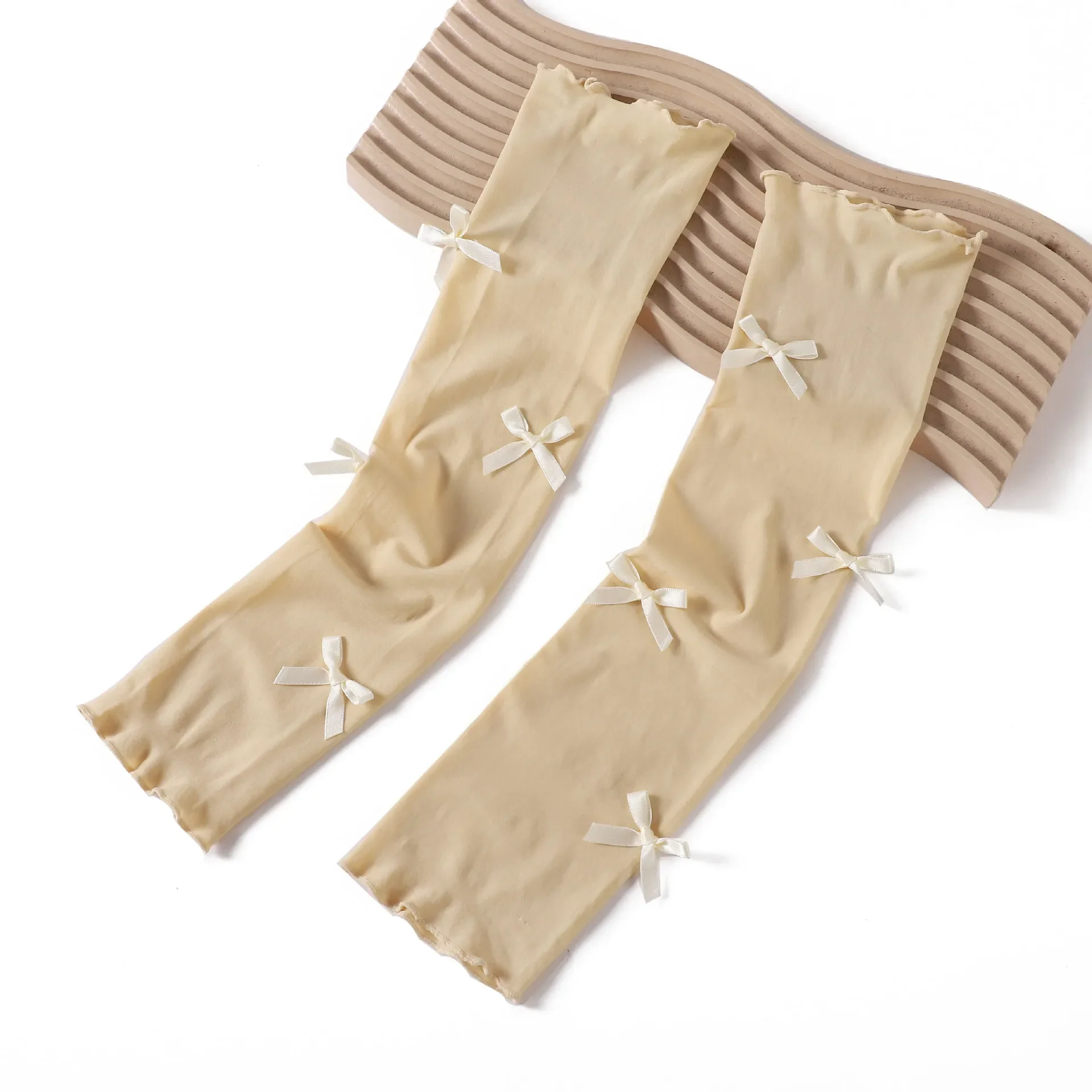 Sunscreen Gloves Lady Fashion Bow Ice Silk Sleeves Thin Summer Long Multi-functional Resistant Breathable Driving Arm Protection