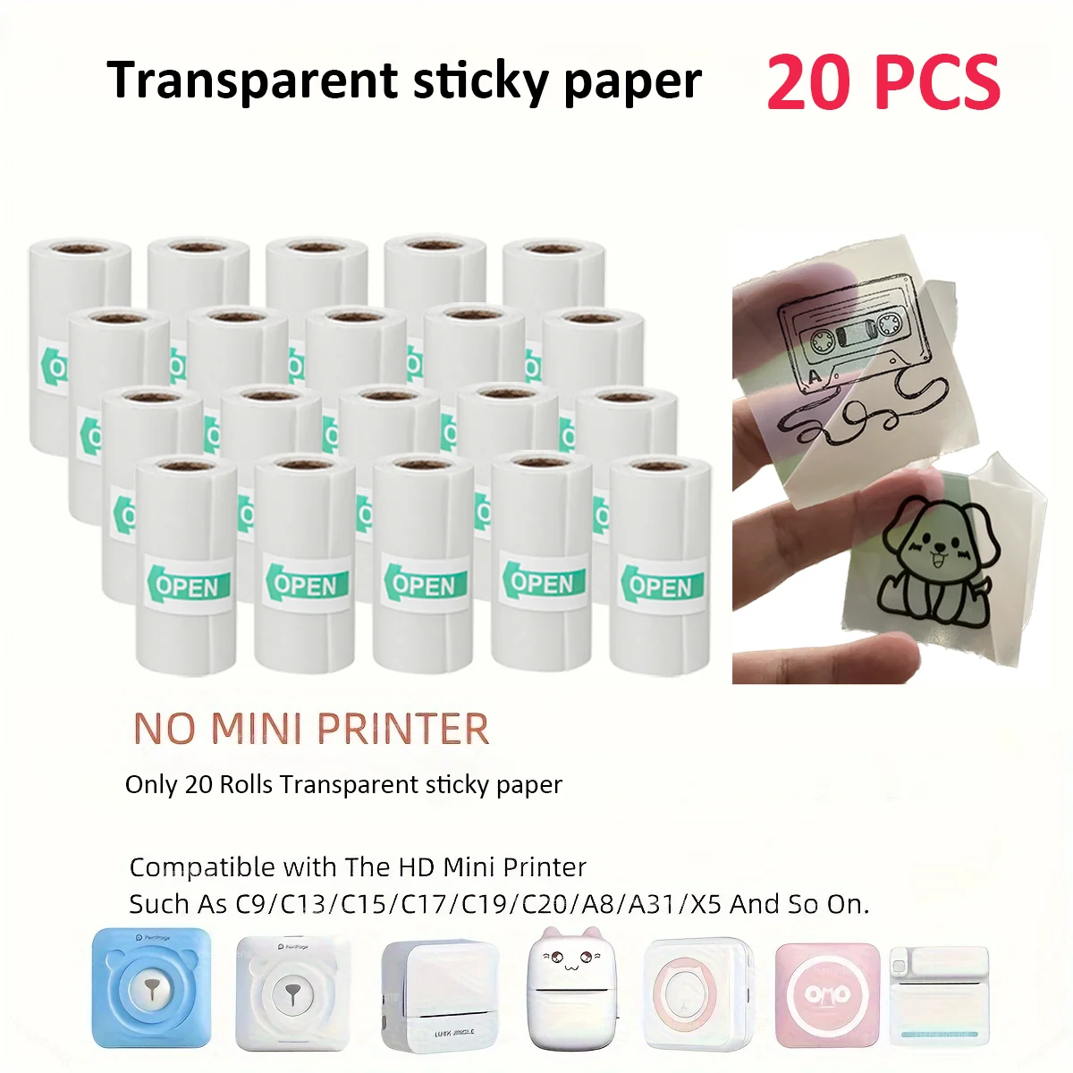 Transparent thermal sticker paper thermal paper for printer self-adhesive photographic paper Transparent Photo Printing Paper