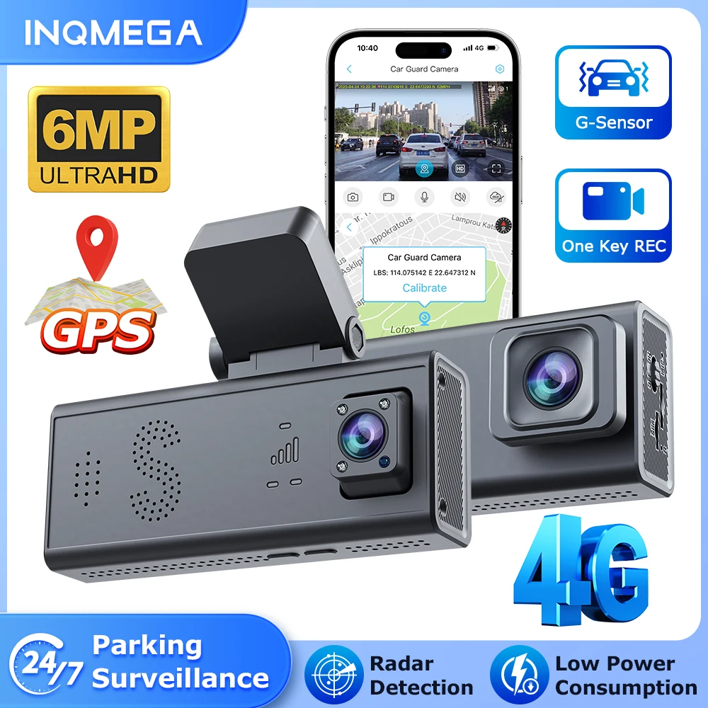 SHIWOJIA 6MP FHD 4G SIM Dash Camera With Live Stream Dual Cameras GPS Tracking Car Cam Night Vision 24H Parking Monitor APP