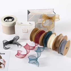 9Meters/Roll Sheer Silk Ribbon Satin Ribbons For Gift Wrapping Decoration Wedding Bouquets Wreath Sewing Supplies