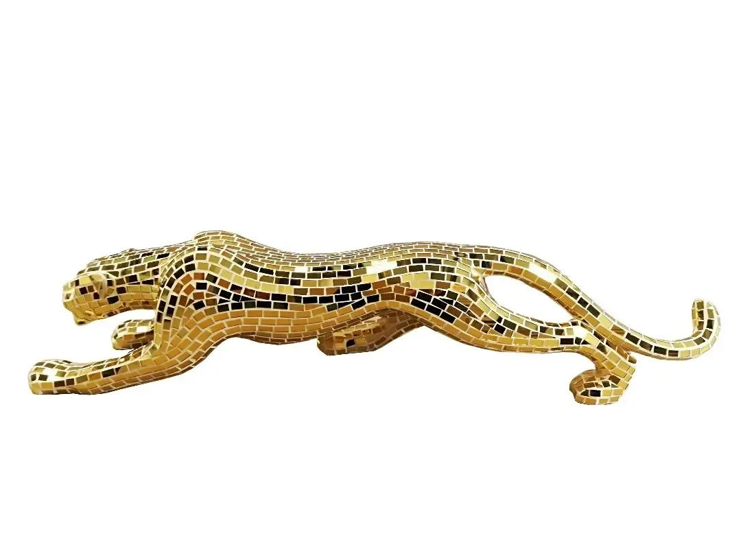 【Popular】Factory  Home Decor Mosaic Plating Handmade Decoration Cheetah Crafts Mirror Leopard Elephant Horse Ornament