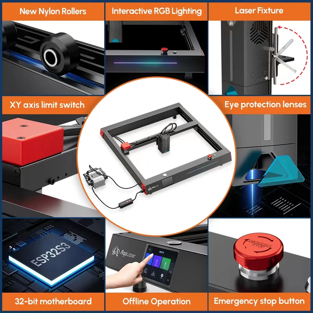 Algolaser&Ortur Delta 22W Laser Offline Touch Operation Engraving Batch Color Engraving Desktop Laser Cutting Master DIY Tools