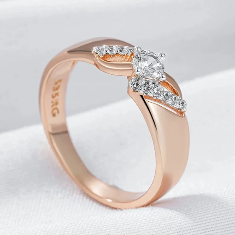 Wbmqda Luxury Wedding Rings For Women 585 Rose Gold Silver Color Mix   Fashion Creative Zircon Jewelry Accessories