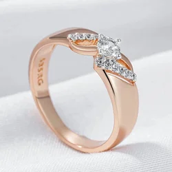 Wbmqda Luxury Wedding Rings For Women 585 Rose Gold Silver Color Mix   Fashion Creative Zircon Jewelry Accessories