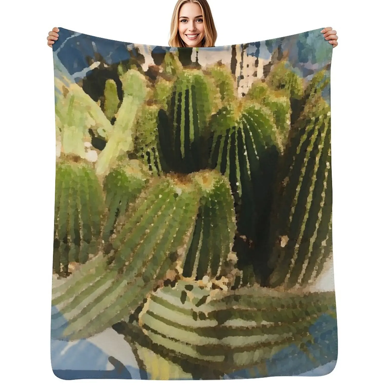 

Spiky Green Cacti landscape by Iritof Throw Blanket Sofa Plush manga Loose Blankets