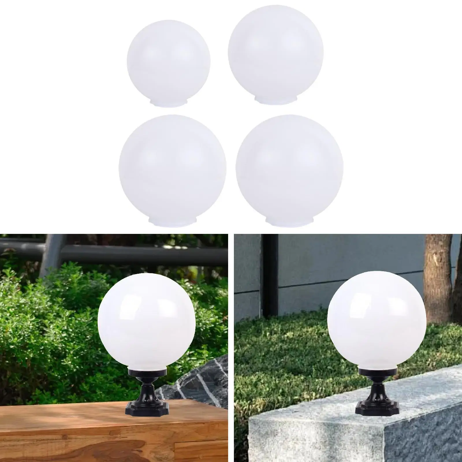 Globe Lamp Shade for Outdoor Use, Round White Cover for Lamp Post