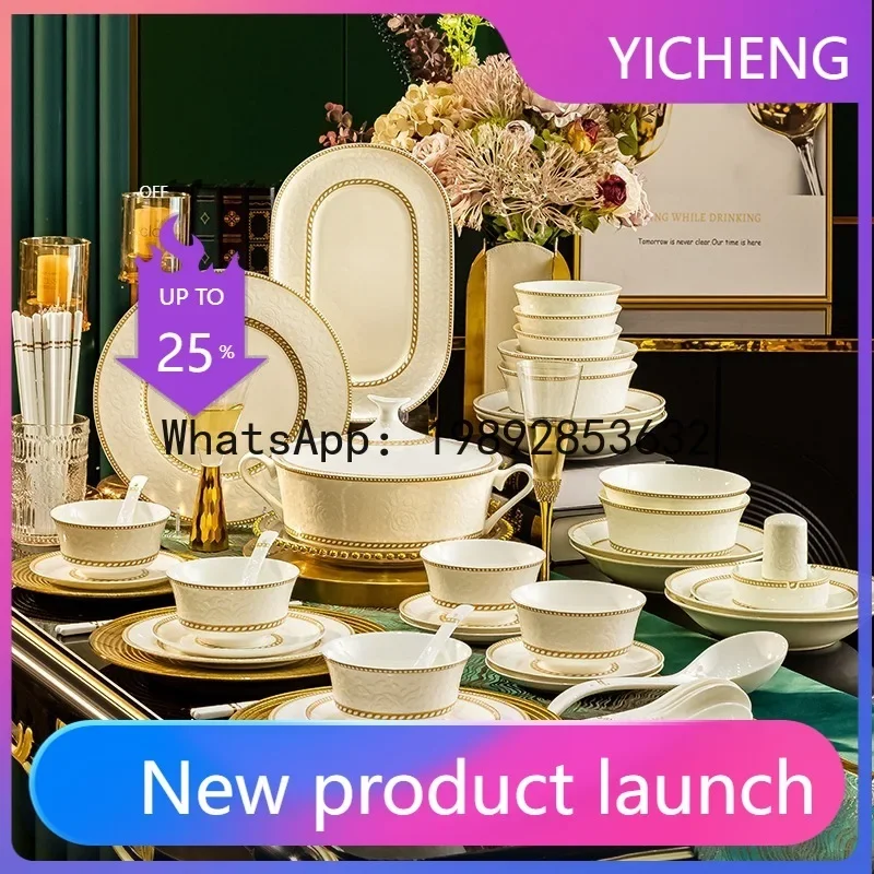 L20- premium bone china dinnerware set - wholesale chinese style bowls, plates, and dish set for home use