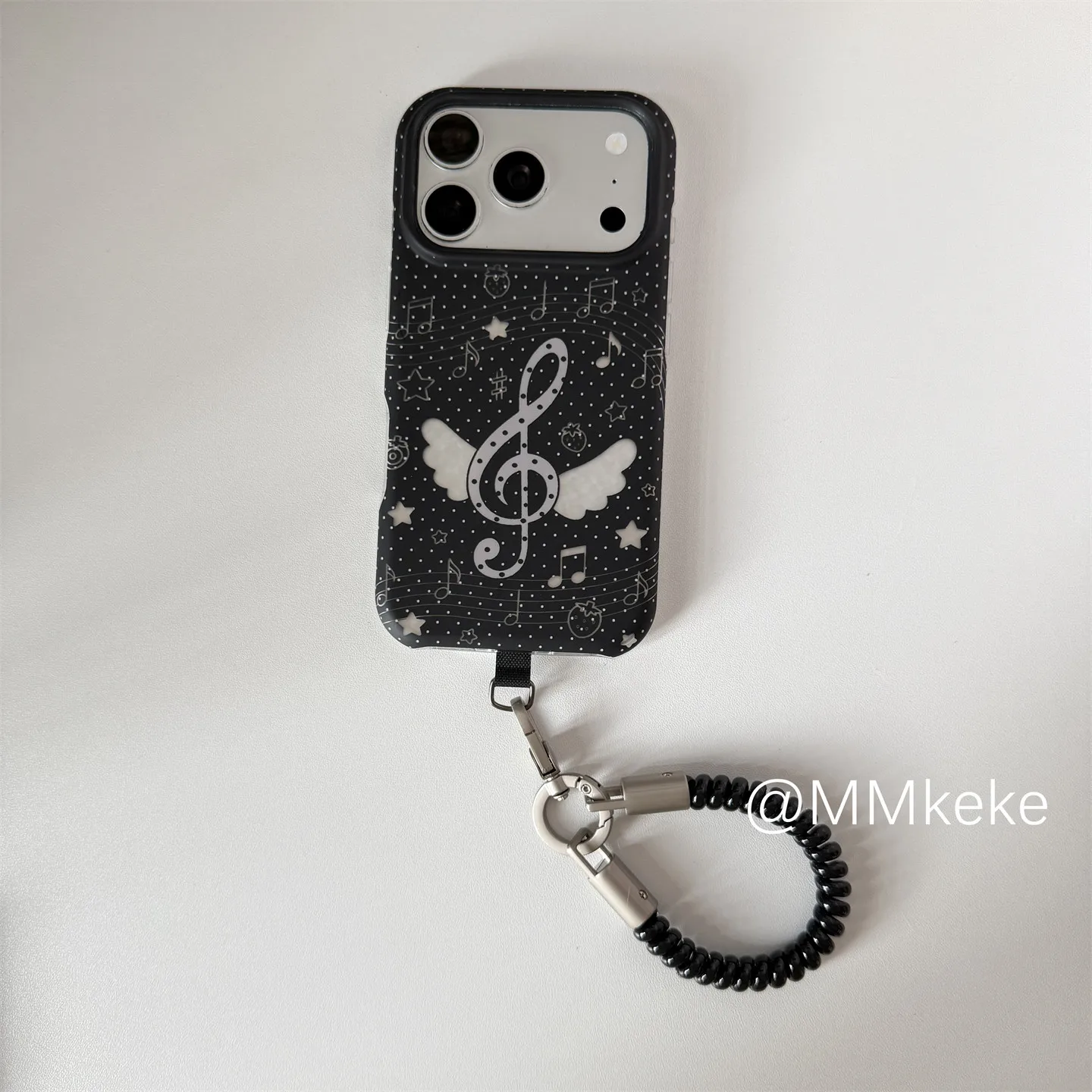 Korean Ins Black Note Wings Dots Y2K Phone Case For iPhone Ultra 18 17 Air 16 15 14 13 12 11 Pro Max 7 8 Plus XR XS MAX Cover view 6