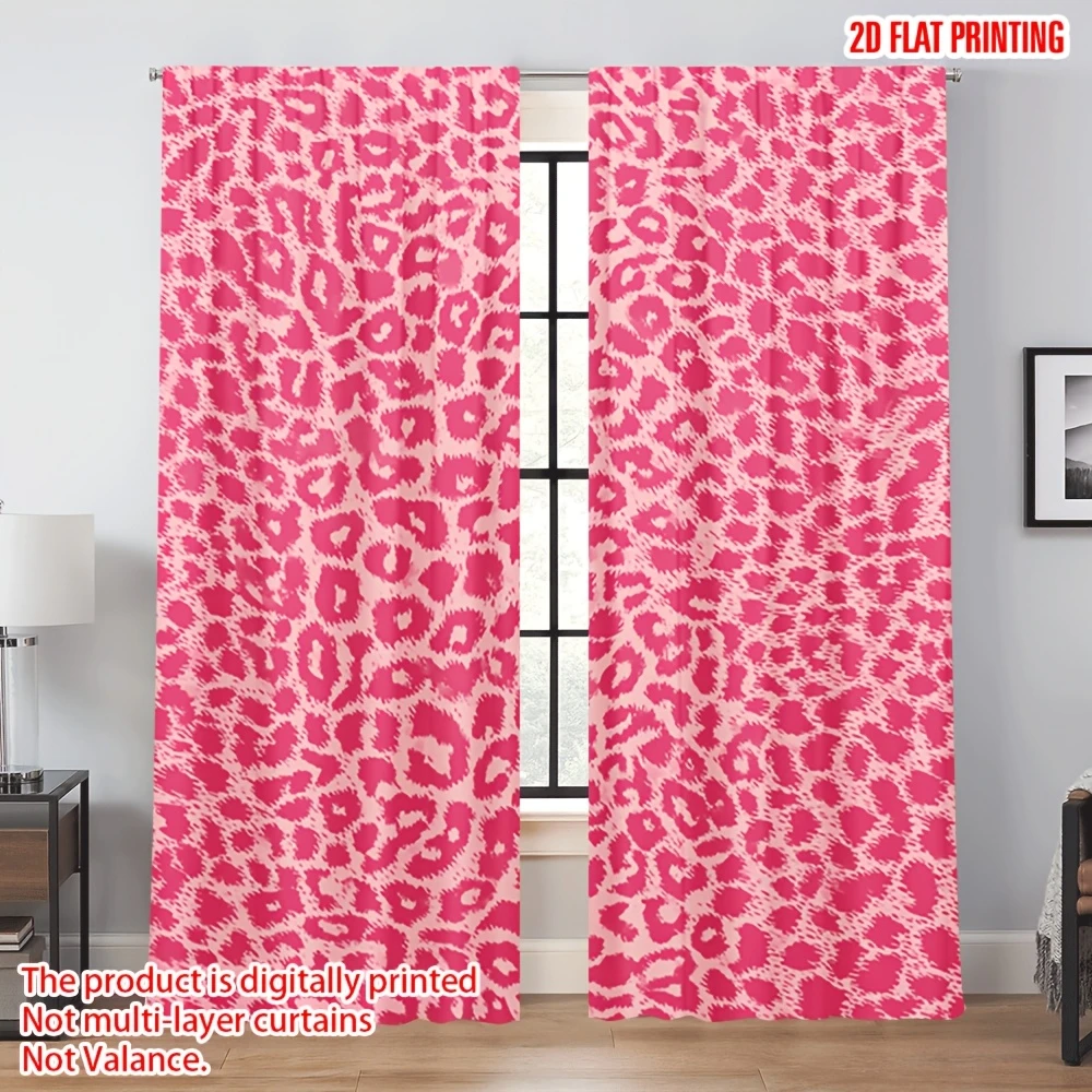 Digital Printed Curtains, Hot Girl Pink Leopard Pattern, Beautiful Window Drapes for Living Room Bedroom Home Decor