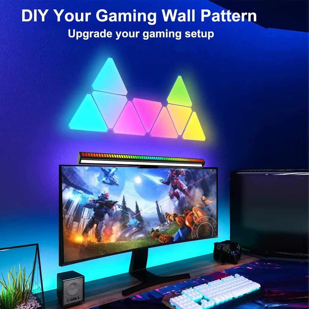 LED Intelligent Music Rhythm Light Triangle Light E-sports Atmosphere Wall Light Small Night Lamps