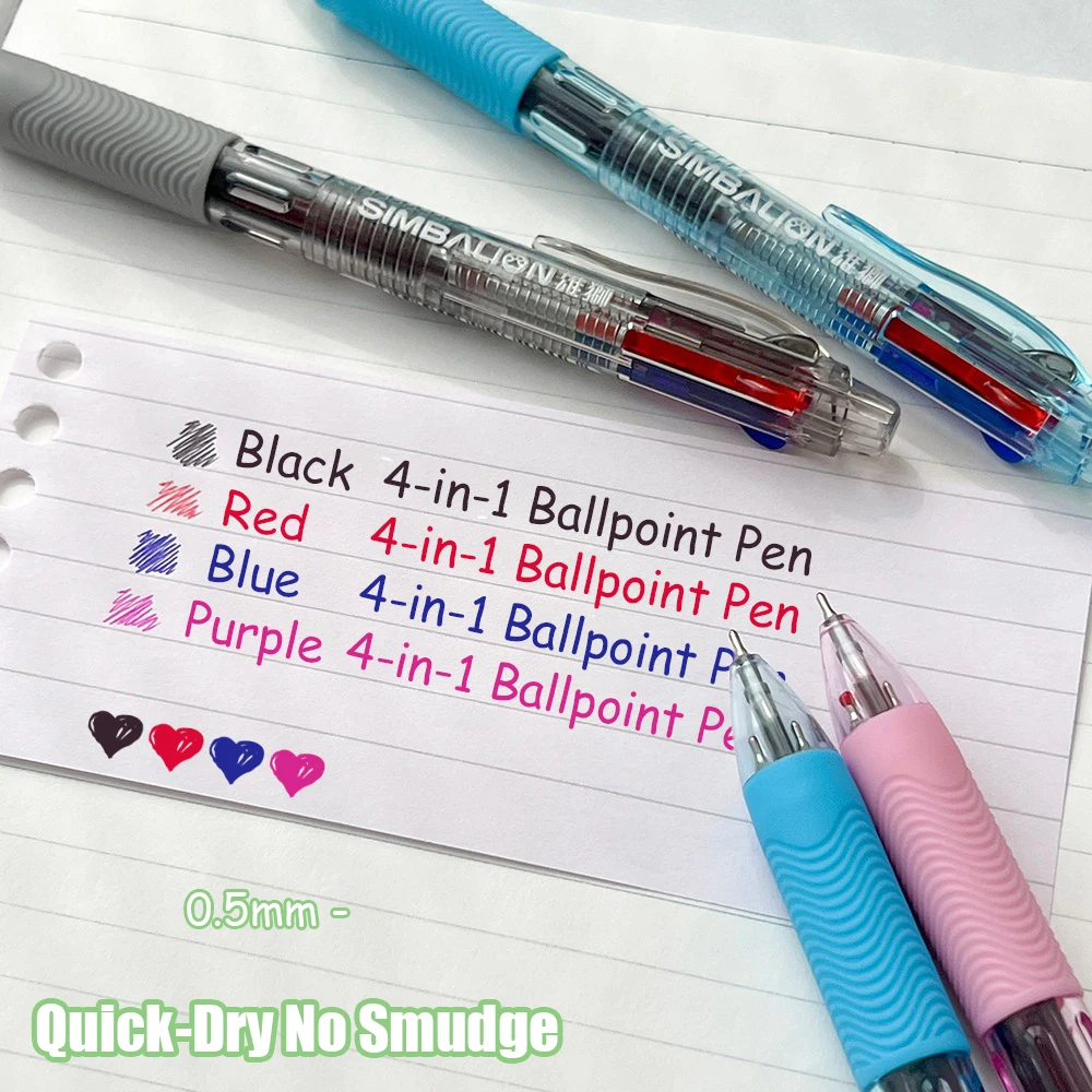 1/3 Pcs 4-in-1 Color Ballpoint Pen 0.5mm 4-Color Oil-Based Pen Creative Marker Pen Study & Office Supplies