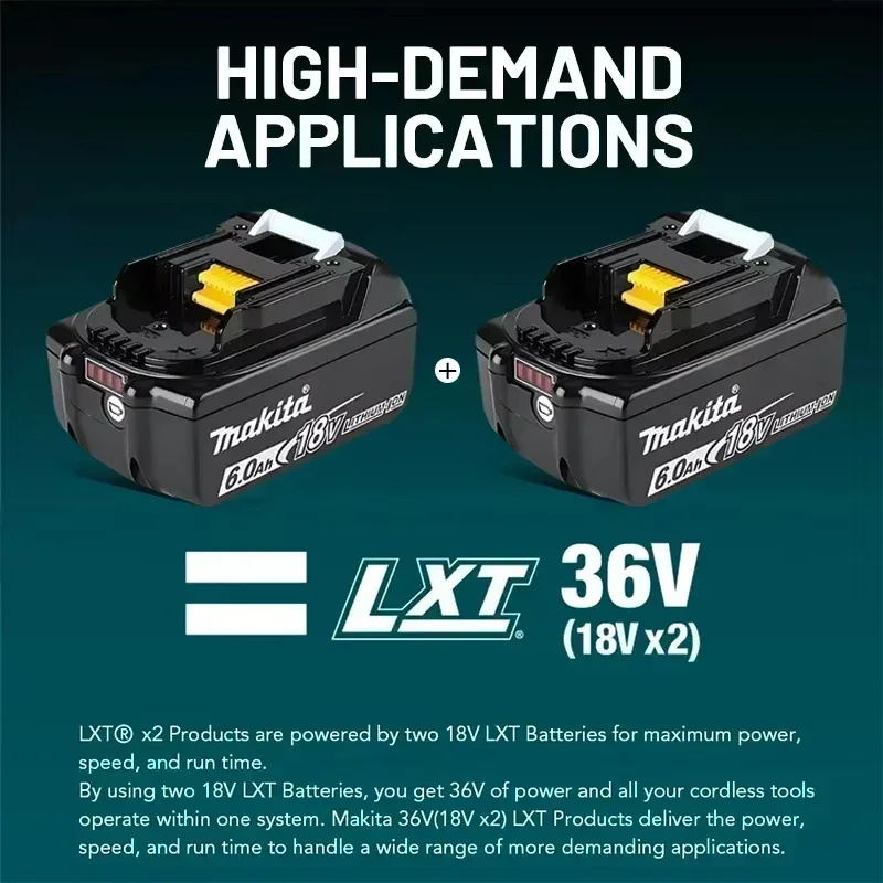 Tools Indicator Cordless Original Extended Makita LXT BL1860B 100% Power 6.0Ah 18V with Battery for LED Runtime