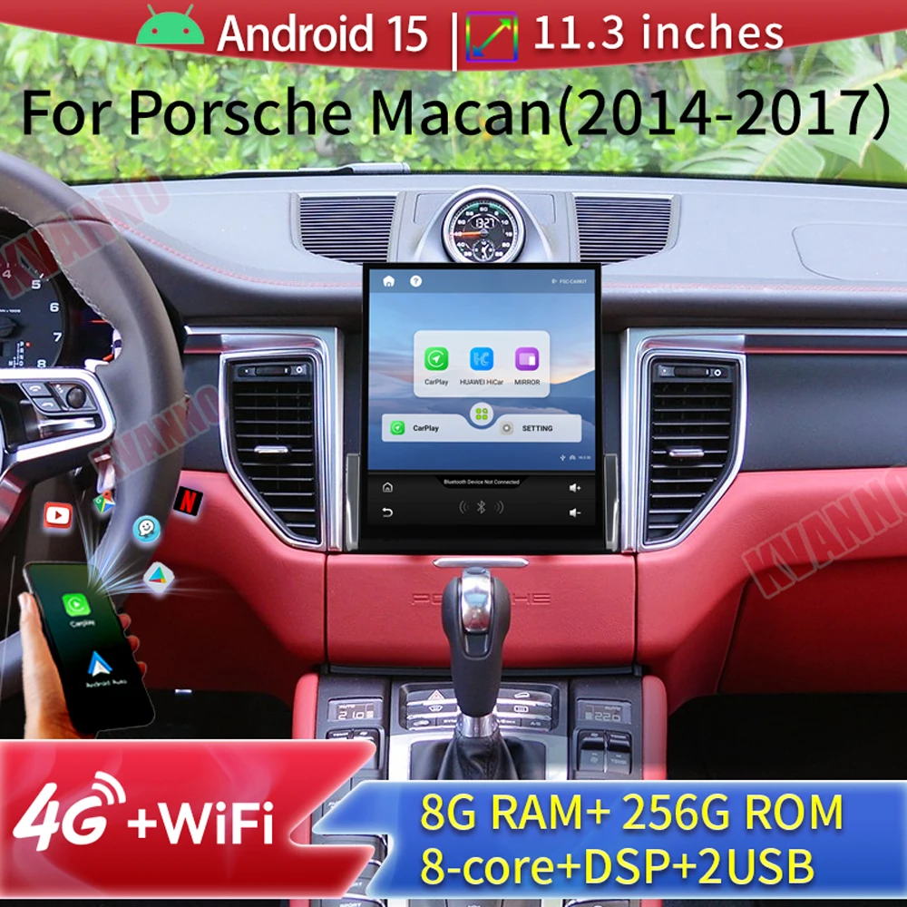 

2DIN Android15 Car Radio For Porsche Macan 2014–2017 Touchscreen Multimedia Video Player CarPlay 4G WiFi GPS Navigation BT DSP