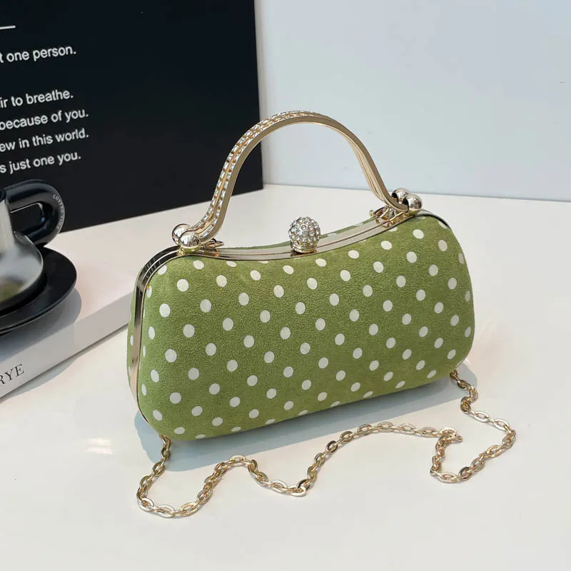 

Свежие модные милые сумки в горошек из искусственной замши на плечо и через плечо, индивидуальные универсальные изысканные сумки в стиле ретро для женщин 2025