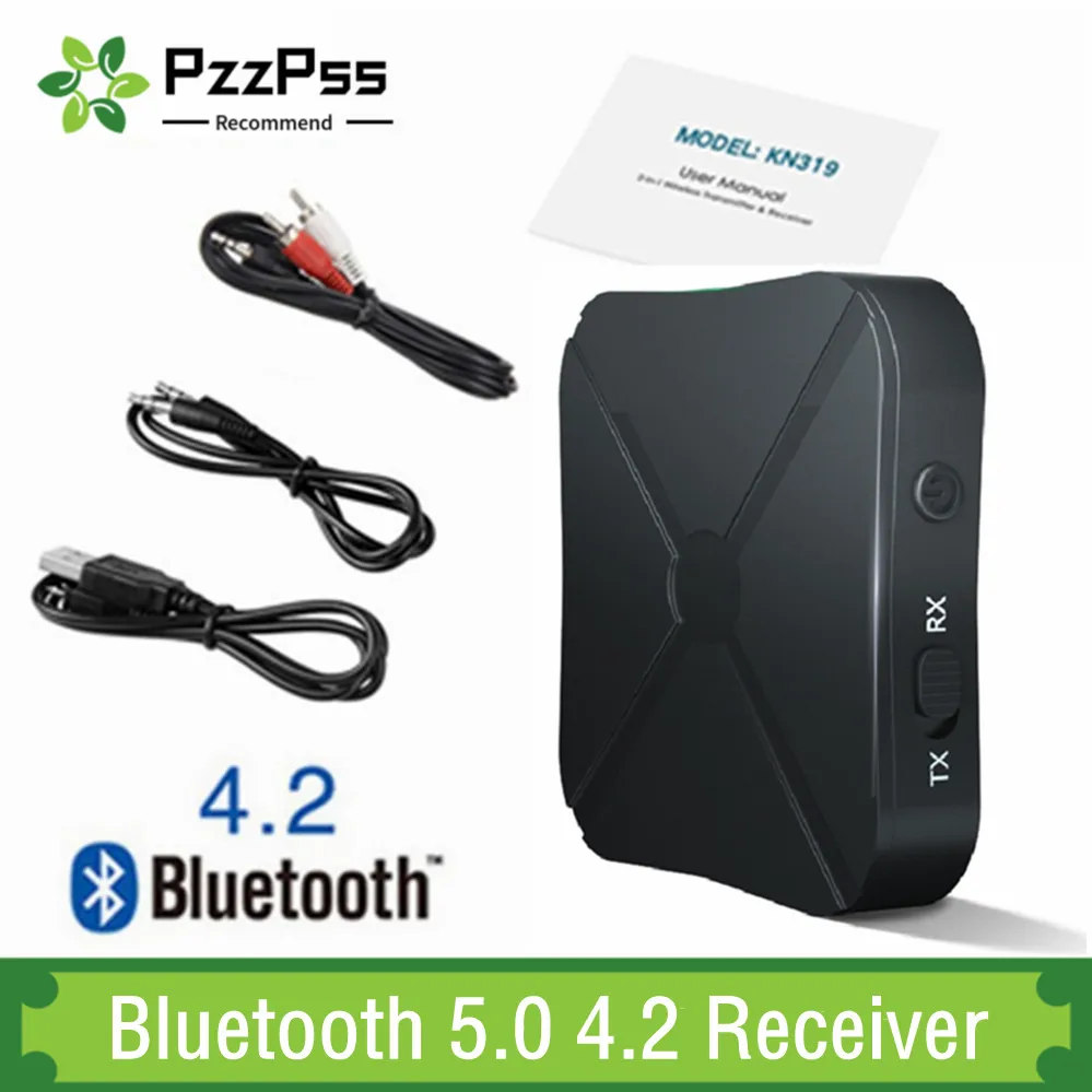 PzzPss-receptor y transmisor Bluetooth 5,0 4,2, adaptador inalámbrico de Audio y música estéreo, RCA, conector auxiliar de 3,5 MM, para altavoz, TV,