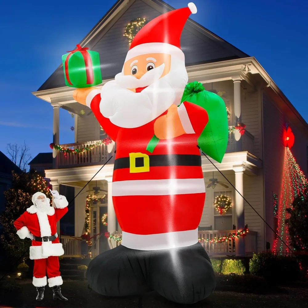 

14 FT Christmas Santa Inflatables Decor, Giant Inflatable Santa with Bag, Blow Up Christmas Santa Claus with 6pcs LED, Inflatabl
