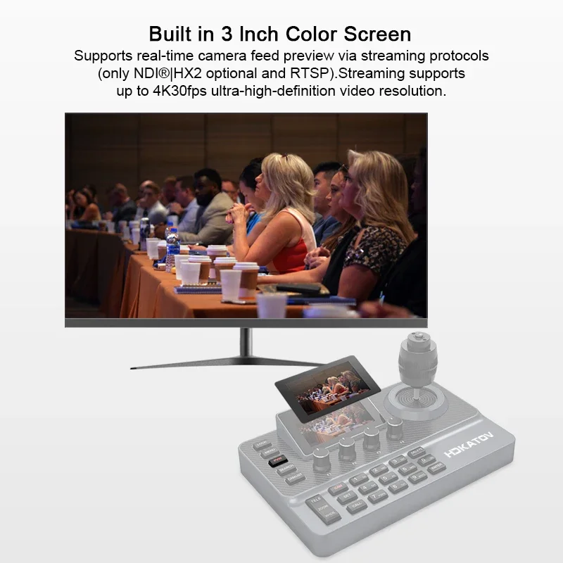 Professional PTZ Camera Joystick Keyboard Controller With 3'' LCD Split Screen Ideal For Live Streaming & Broadcast