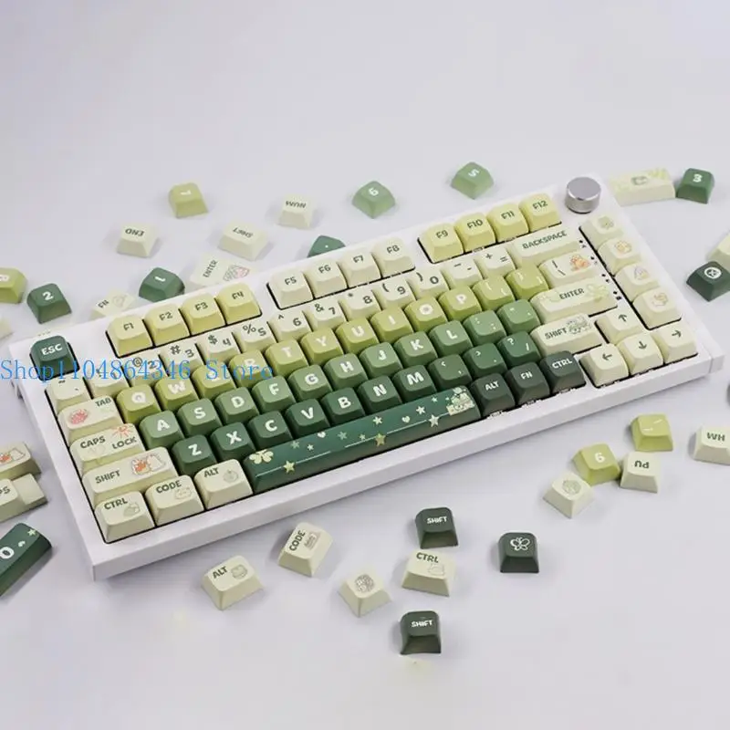 

652F Light Green Keycaps DyeSub PBT XDA Keycap for 61 64 68 96 104 108 Profile Mechanical Keyboard Caps 133 Keys
