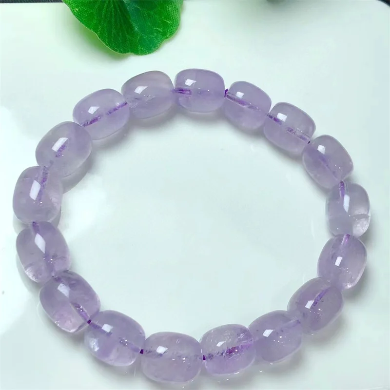 Natural Lavender Amethyst Bucket Bead Bracelet For Women Men Reiki Healing Wealth Fortune Bangle Jewelry Gift 1PCS 10X12MM