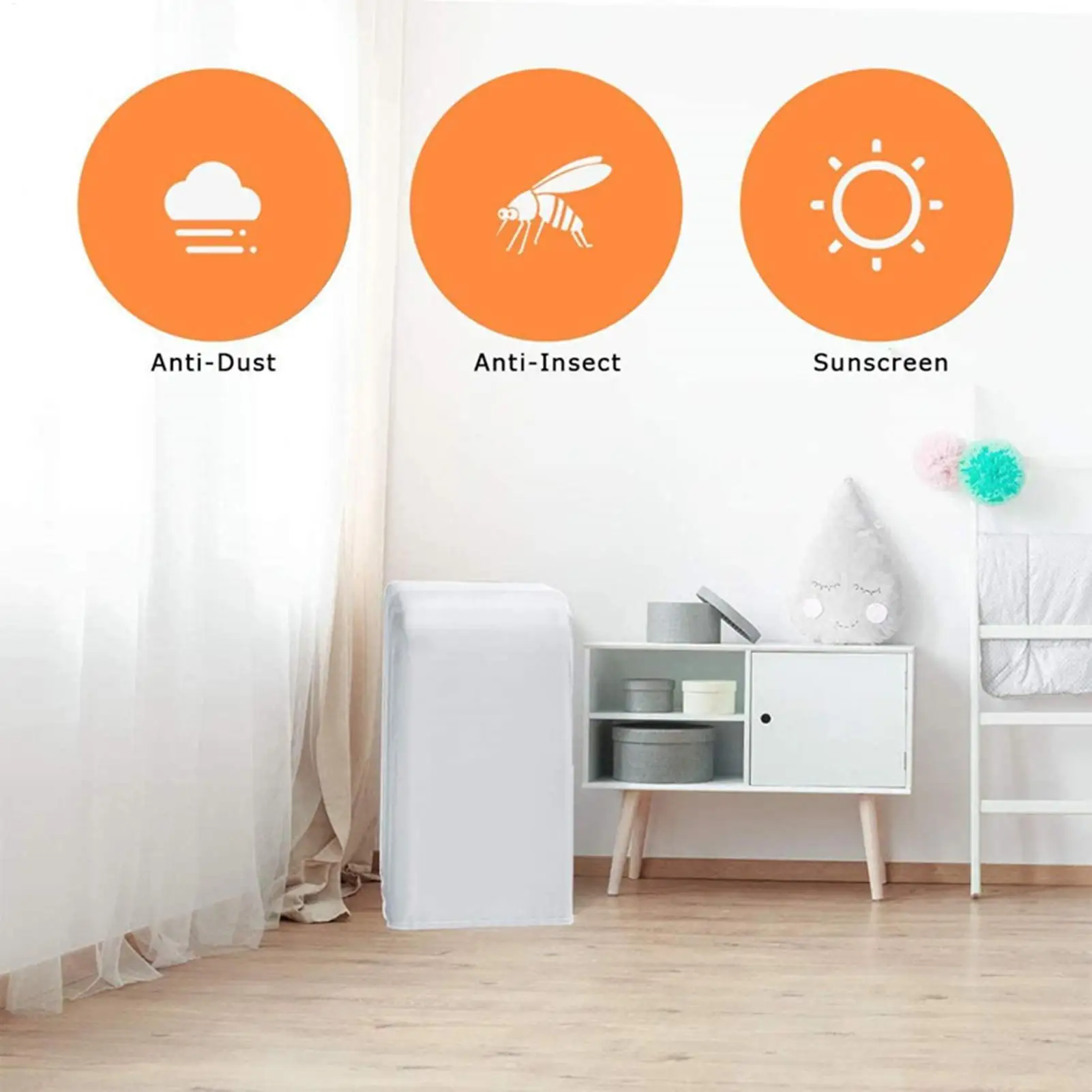 AC Unit Cover Mobile AC Dustproof Cover 15.75x18.11x29.53 InchWaterproof Protector For Condenser Compressor Indoor Home Winter