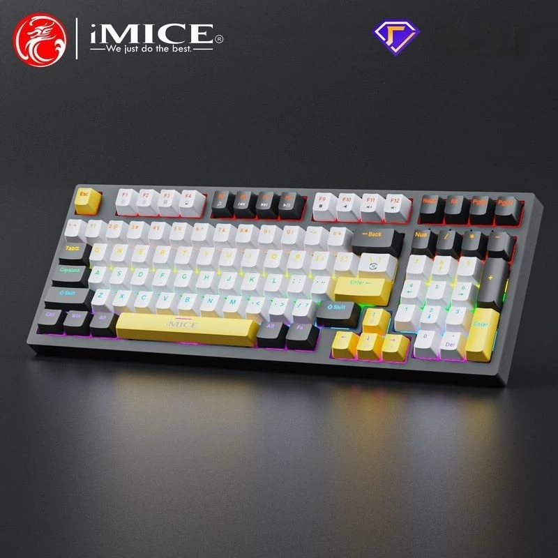 97-Key Rgb Wired Mechanical Keyboard  Multi-Colored Shine Type-C Through Keycap Mechanical Gamer Keyboard All-Key Punch-Free