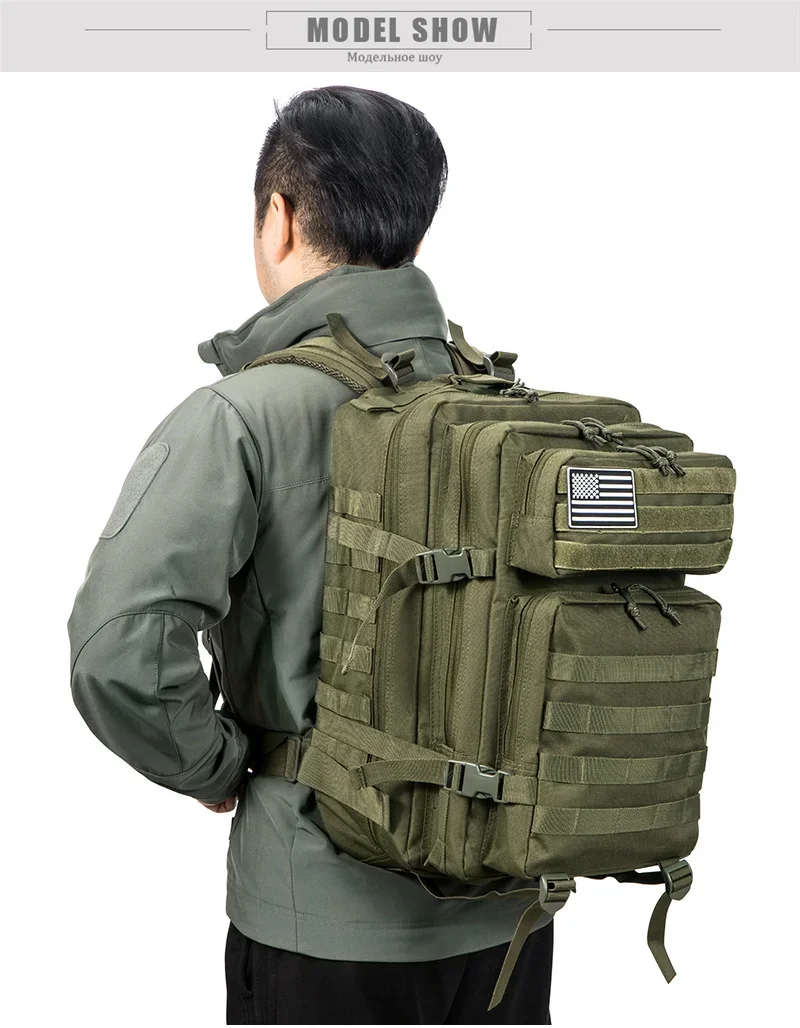 

50L Military Tactical Backpack Molle Rucksack Waterproof Outdoor Hiking Travel Hunting Camping EDC Bag with Multi-Pocket Design