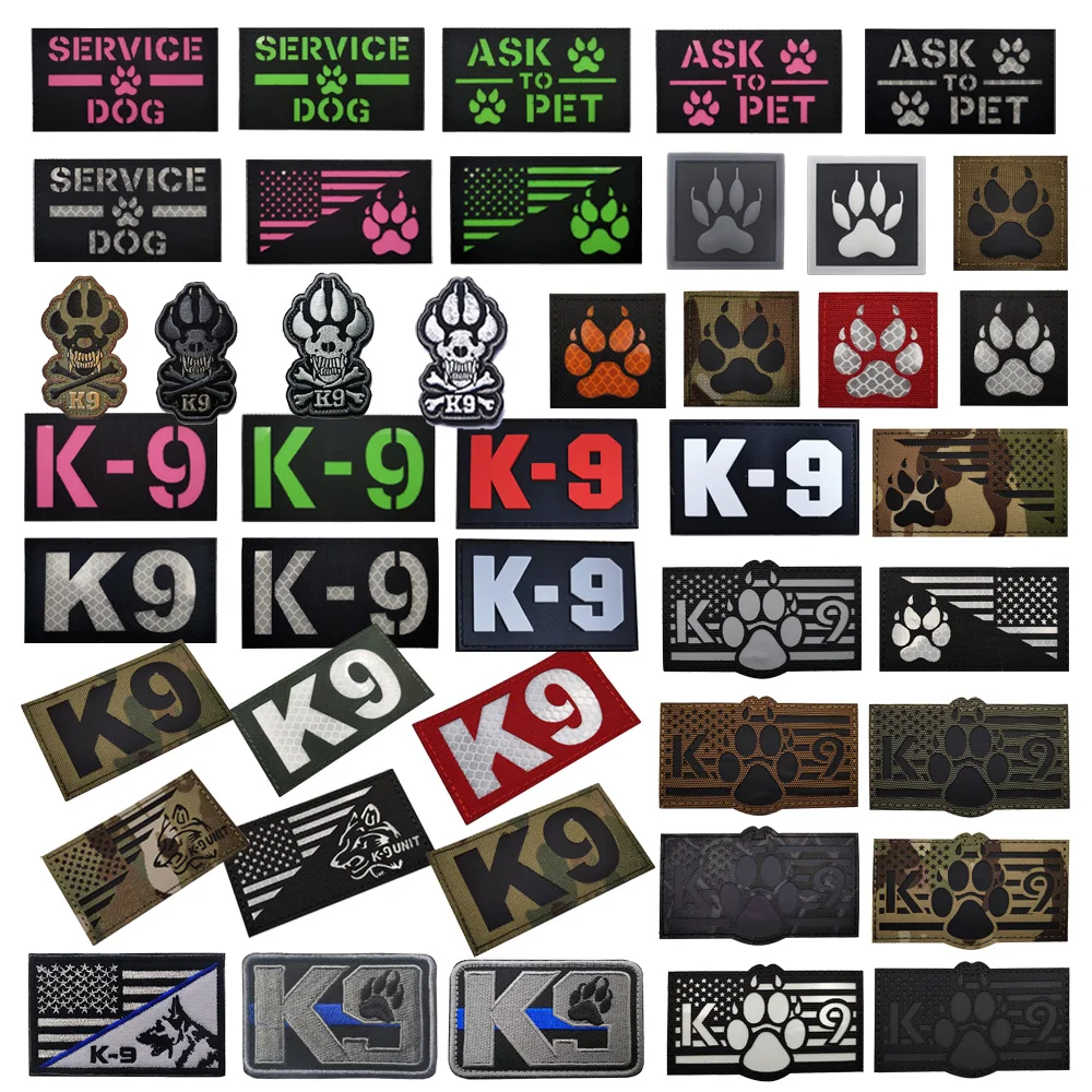 Outdoor K9 Dog PAWS IR Reflective Accessory Armband K-9 Pet Dog Clothing Embroidered Cloth Patch Patch Morale Pack