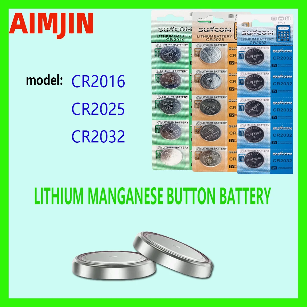 Batería de litio de 3V para llave de coche, Monitor de presión arterial de juguete, Control remoto, CR2025, CR2016, CR2032