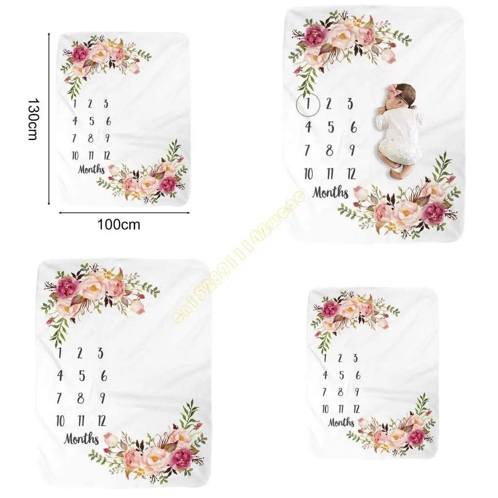 

Milestone Blanket Newborn Photography Photo Props Cartoon Wreath Toddler DXAD