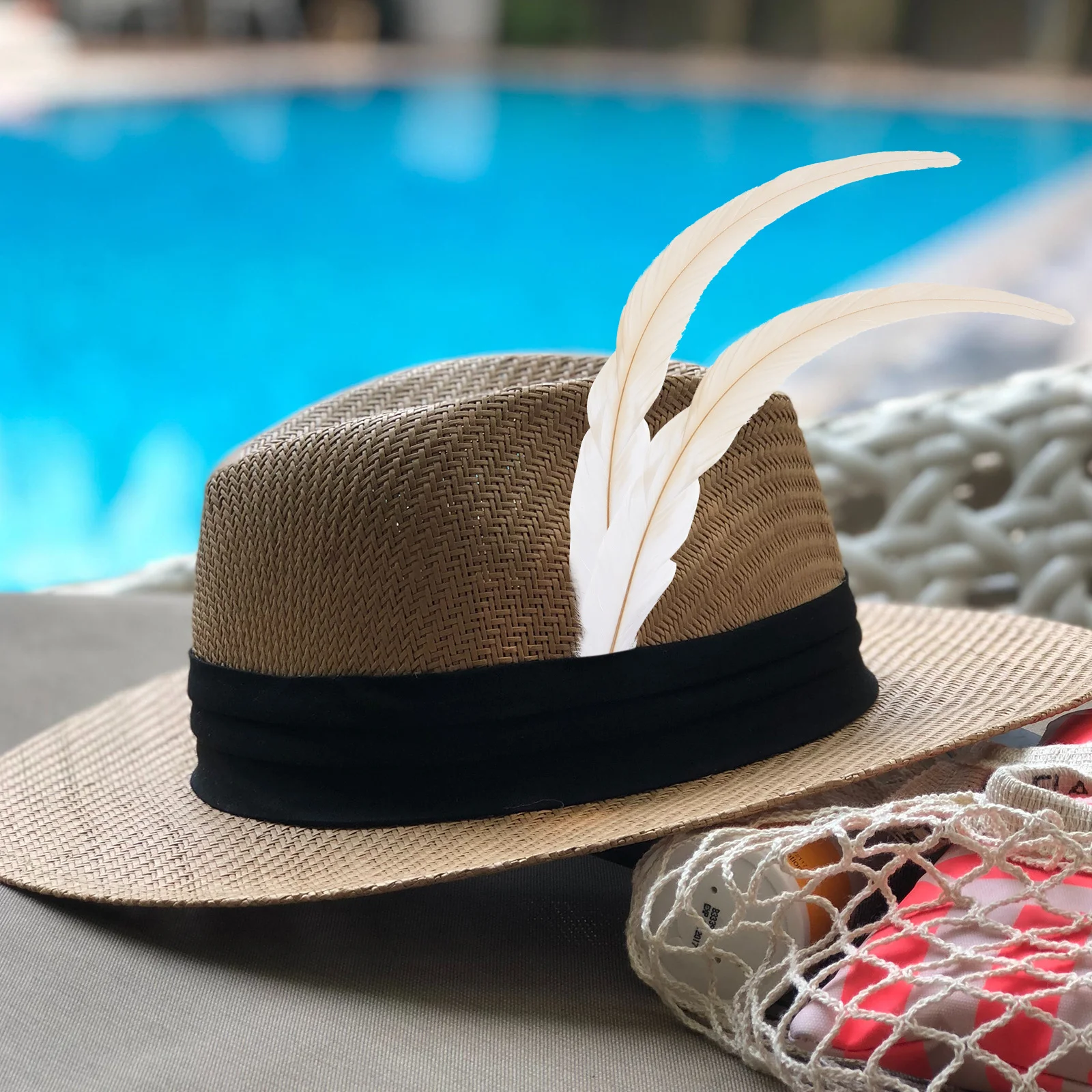 

50Pcs Rooster Tail Natural 33-40cm Lightweight Glossy for DIY Craft Hat Decoration Furniture Decor Tail