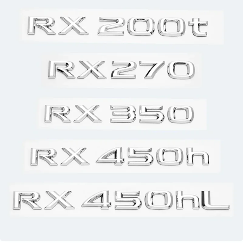 شعار الكروم ثلاثي الأبعاد لجذع السيارة لكزس ملصق الشعار الخلفي ، أسود لامع ABS ، RX200t ، RX270 ، RX300 ، RX350 ، RX450h ، RX450HS