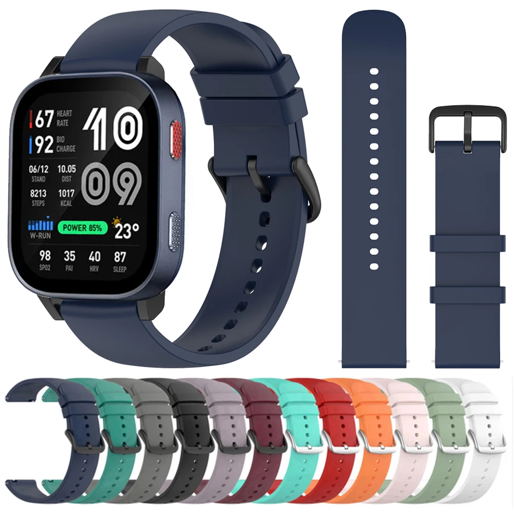 20 22mm Sports Silicone Strap For Amazfit BIP MAX 6 5/Bip 3 Lite U Pro Band For Amazfit Balance 2 3 Ultra/CHEETAH 2 Pro Bracelet