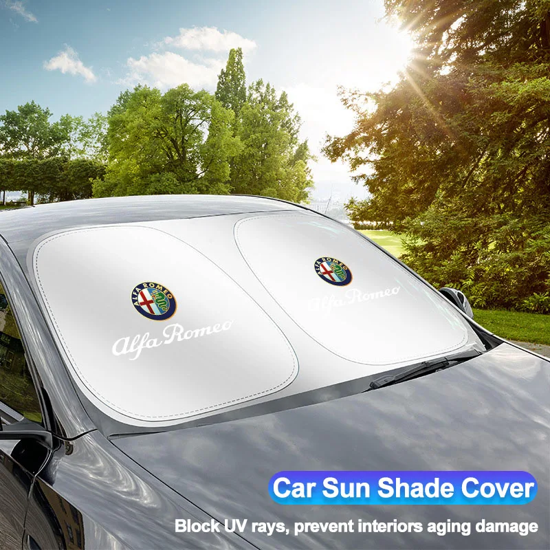 Keychain Car Windshield Sun Shade Cover Blocks Rays Protector Interior For Alfa Romeo 4C 159 166 Spider Giulia Giulietta 156 147