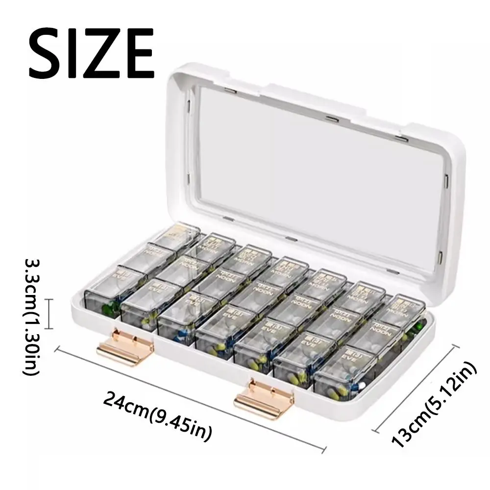 21/28 Grid Pill Organizer Box Portable Clear Medicine Organizer Plastic Moisture Proof Pill Storage Box Monthly Medication Plan #5