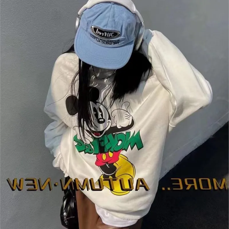 New Sweatshirt Women Harajuku Mickey Pattern Cartoon Printing Casual Loose Top Female Harajuku Hoodies Woman Large size clothing