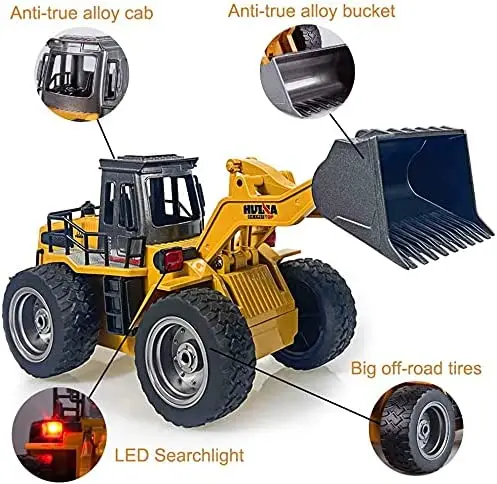 Huina 1/18 rc bulldozer liga trator modelo 2.4g rc rastreador carros controlados de rádio caminhões carros de engenharia meninos crianças brinquedos