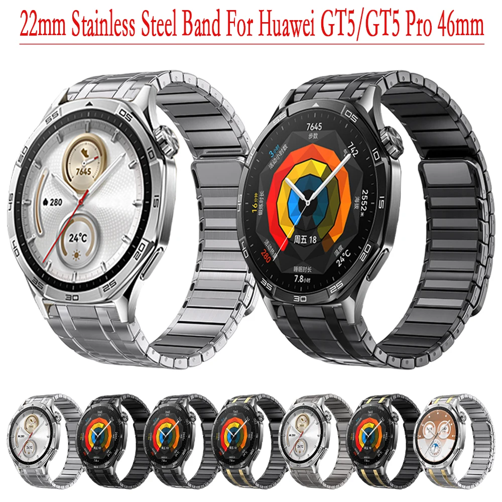 22mm Business Magnetic Band for Huawei GT6 Pro GT6 46mm Business Stainless Steel Wristband for Huawei Watch 5/GT5 Pro/GT6/5 46mm
