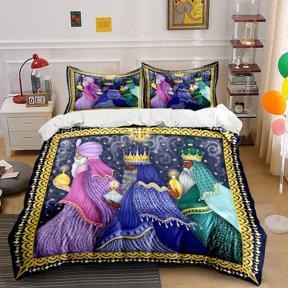 

Three Kings Offering Artwork Bedding Set for Kids Luxury Gift 3pcs Digital Print Comforter Set Soft Comfortable Breathable