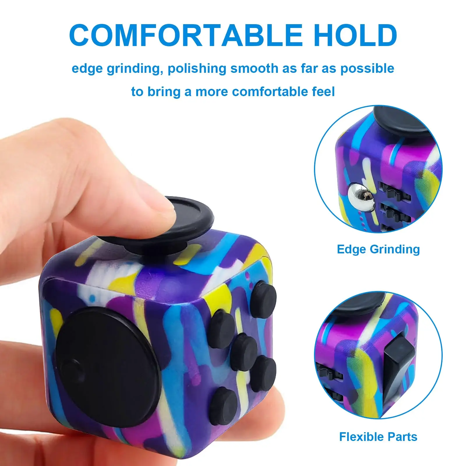 Kostka antystresowa 6w1, zabawka antystresowa 3,4 cm, 40 g - Spinner do ćwiczeń dłoni, narzędzie dekompresyjne dla osób z ADHD, autyzmem, lękami i stresem, dla dzieci i dorosłych.