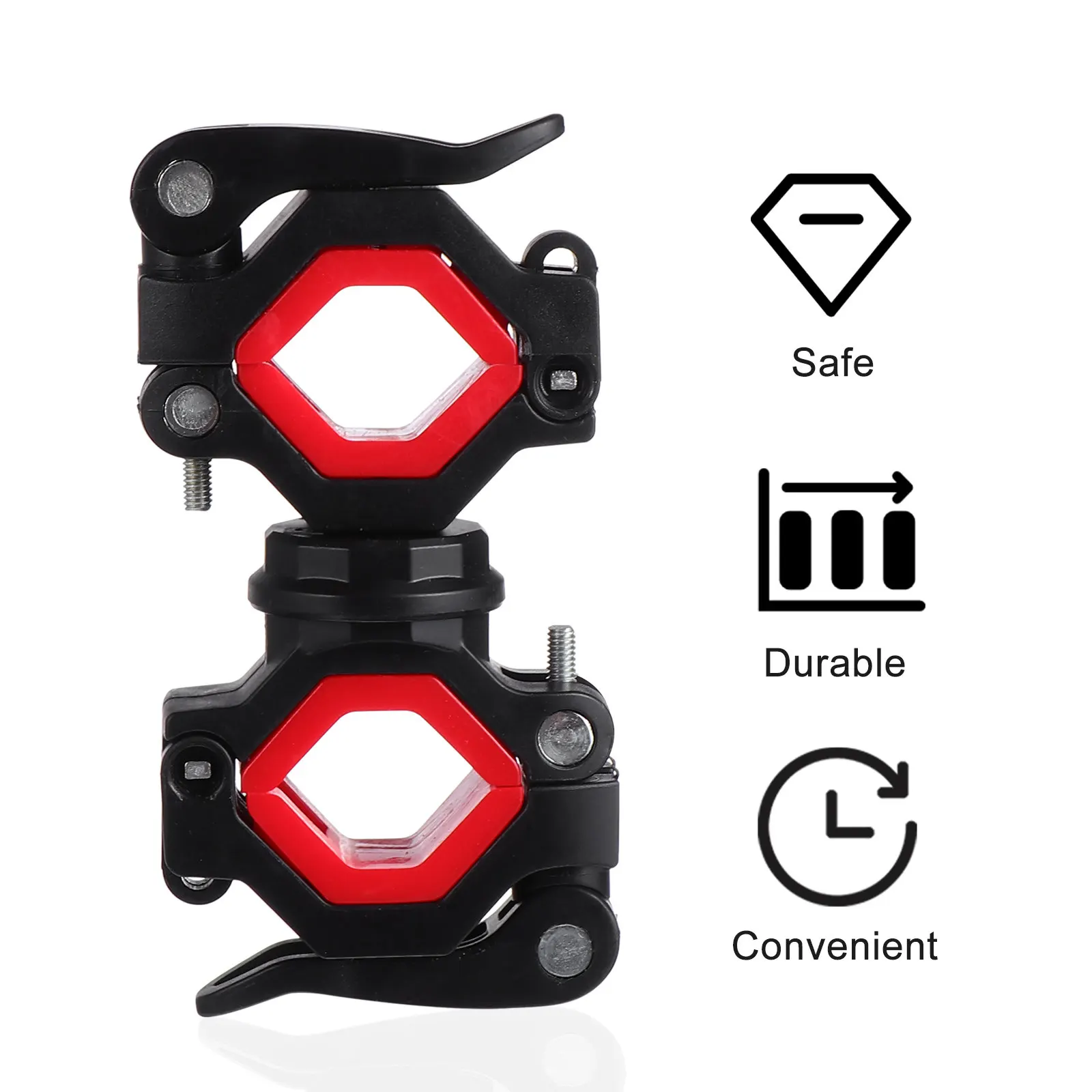 

1 комплект креплений для велосипедных фонарей 360 ° Вращающийся держатель для фонарика для велосипеда, передняя лампа, регулируемый зажим для руля, материал из АБС-пластика и железа, для велосипеда