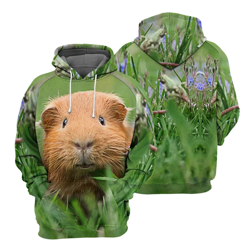 Hamster Hedgehog Bat Graphic Hoodie Men 3D Printed Animal Pullovers Long Sleeve Sweatshirts Fashion Street Oversized Hooded Coat