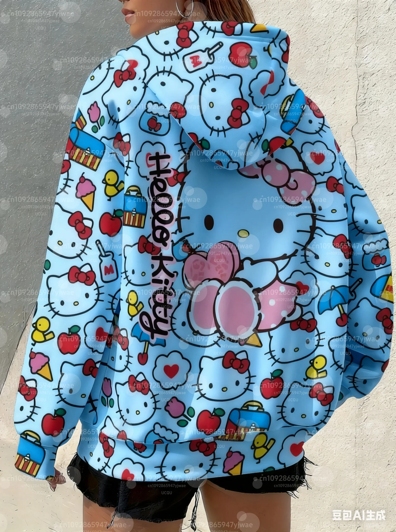 2025 ثلاثية الأبعاد الكرتون مرحبا كيتي طباعة المرأة الجرافيك هوديي مقنعين البلوز مقنعين كل مباراة هوديي الإناث النساء الملابس
