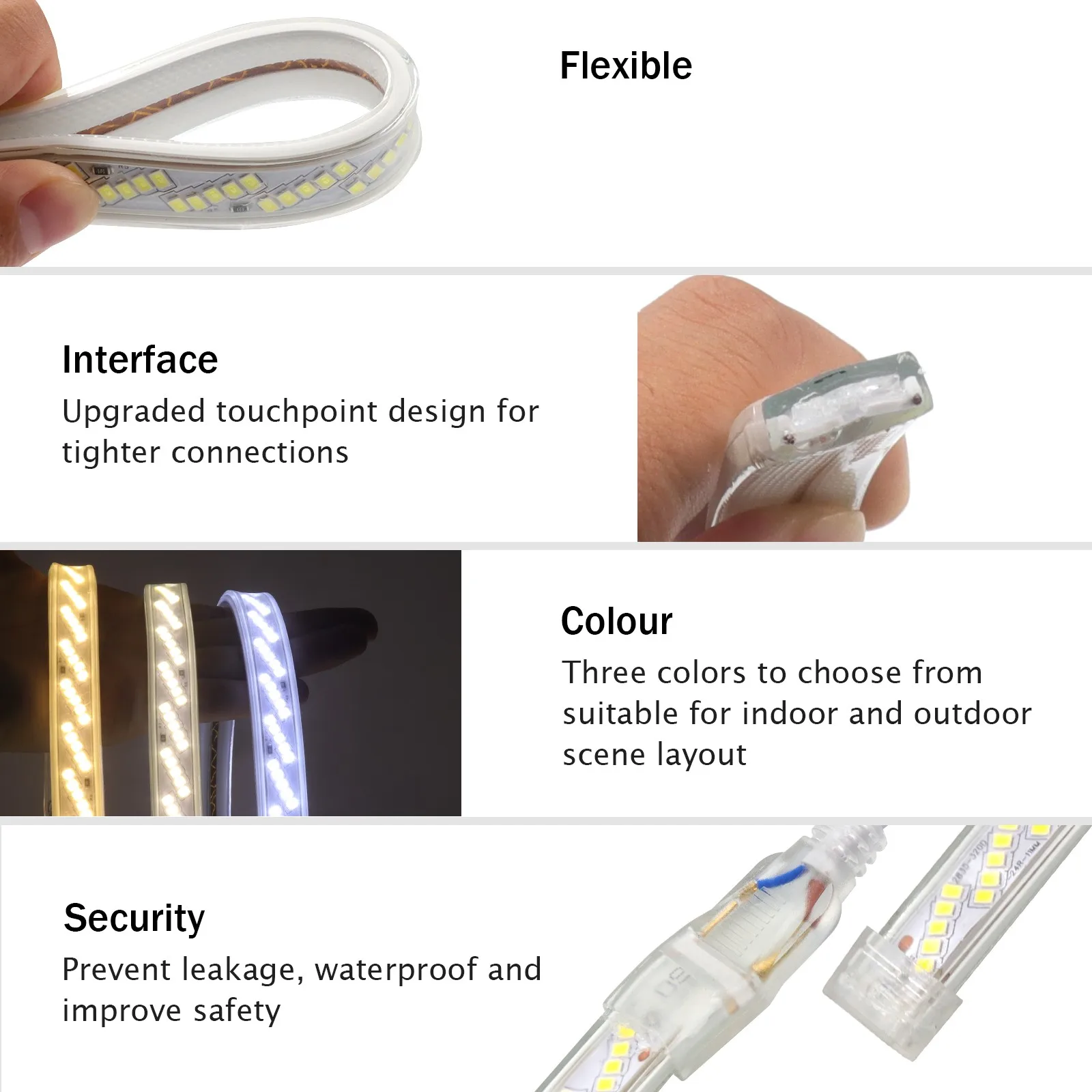 AC 220V Led Strip Waterproof Flexible Ribbon Rope SMD 2835 320Leds/m LED Strip Light with EU/UK Plug for Home Decoration