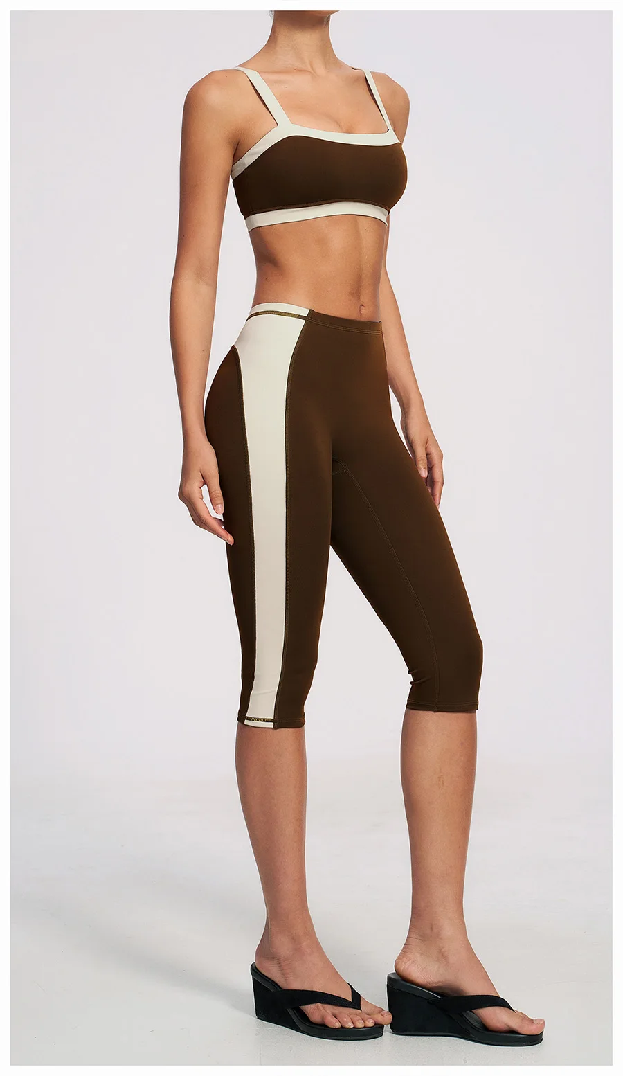 Yoga-Set 2-teilig Workout-Outfit Damen Trainingsanzüge Fitness-Weste Kurze Sporthose Ärmellose Capri-Hose Sportbekleidung Sport-BH Kleidung – Detail 18