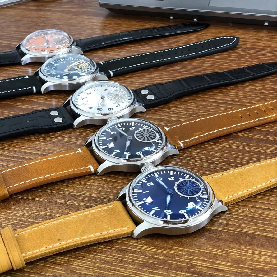 2026 New 44mm GEERVO No Logo ST3621 Watch Chinese 6498 Movement Luminous Mechanical Pilot Watches Spherical Crystal GR1217-25-A1