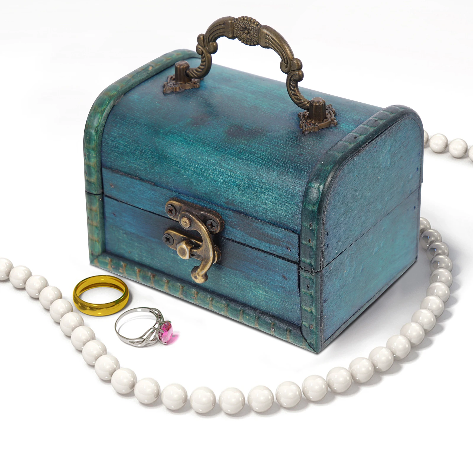 

Vintage Wooden Jewelry Storage Case Trinket Large Capacity Portable Wood Jewelry Holder Gift Organizer Box For Women