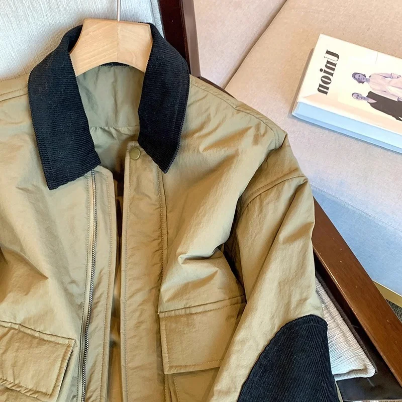 Retro giapponese Sle Color Blo Abbigliamento da lavoro Jaet Capispalla in cotone Casual Versatile da donna Faion Primavera Autunno Design