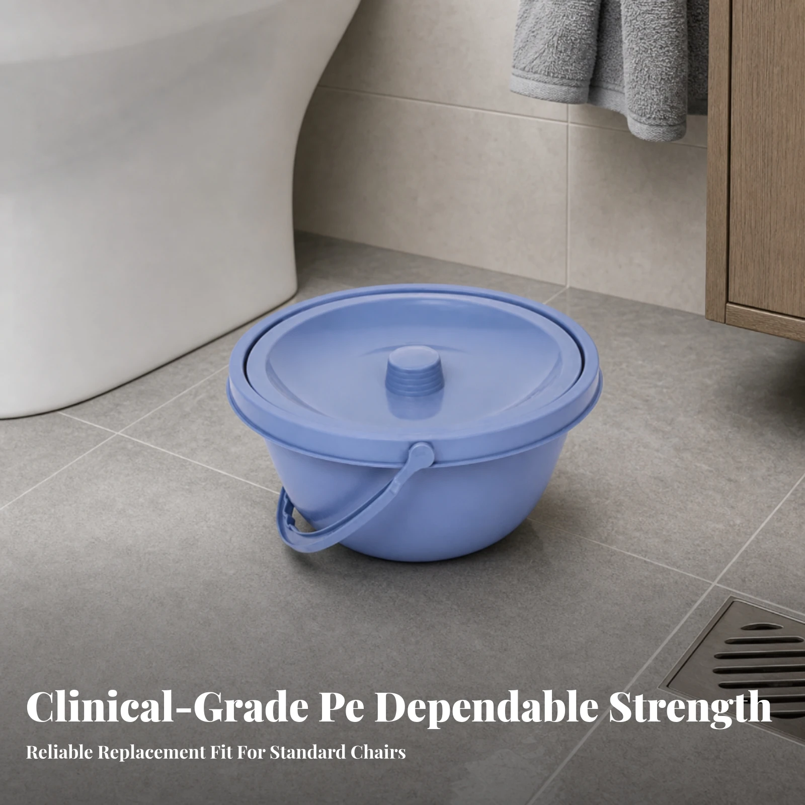 Commode Pail with Lid and Handle Portable Commode Pail with Handle Long-Lasting Latexwithout for Elderly, Bedside, Bedroom