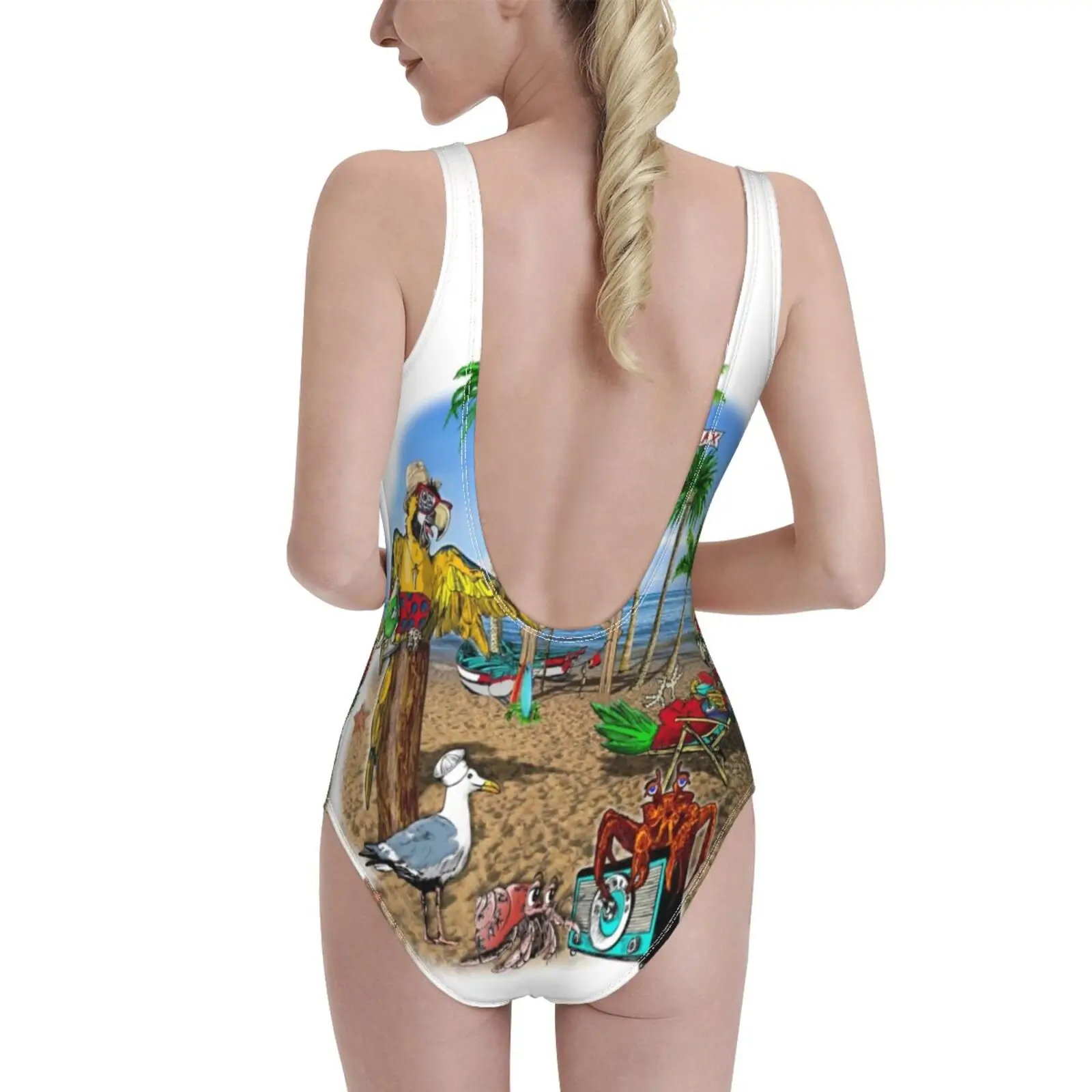 Parrot Beach Party One-Piece Swimsuit Women Sexy Monokini Bathing Suits New Girl Beach Swimwear Parrot Beach Party Parrot Beach